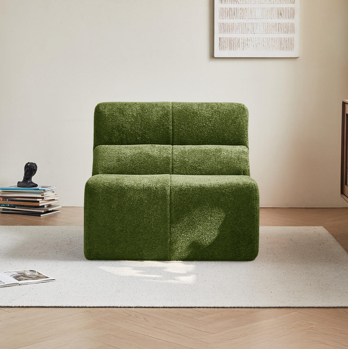 SOFA-SESSEL Samtbezug komprimiert ohne Montage 94/110/79 cm Grün - Grün, Textil (110/79/94cm) - Redom