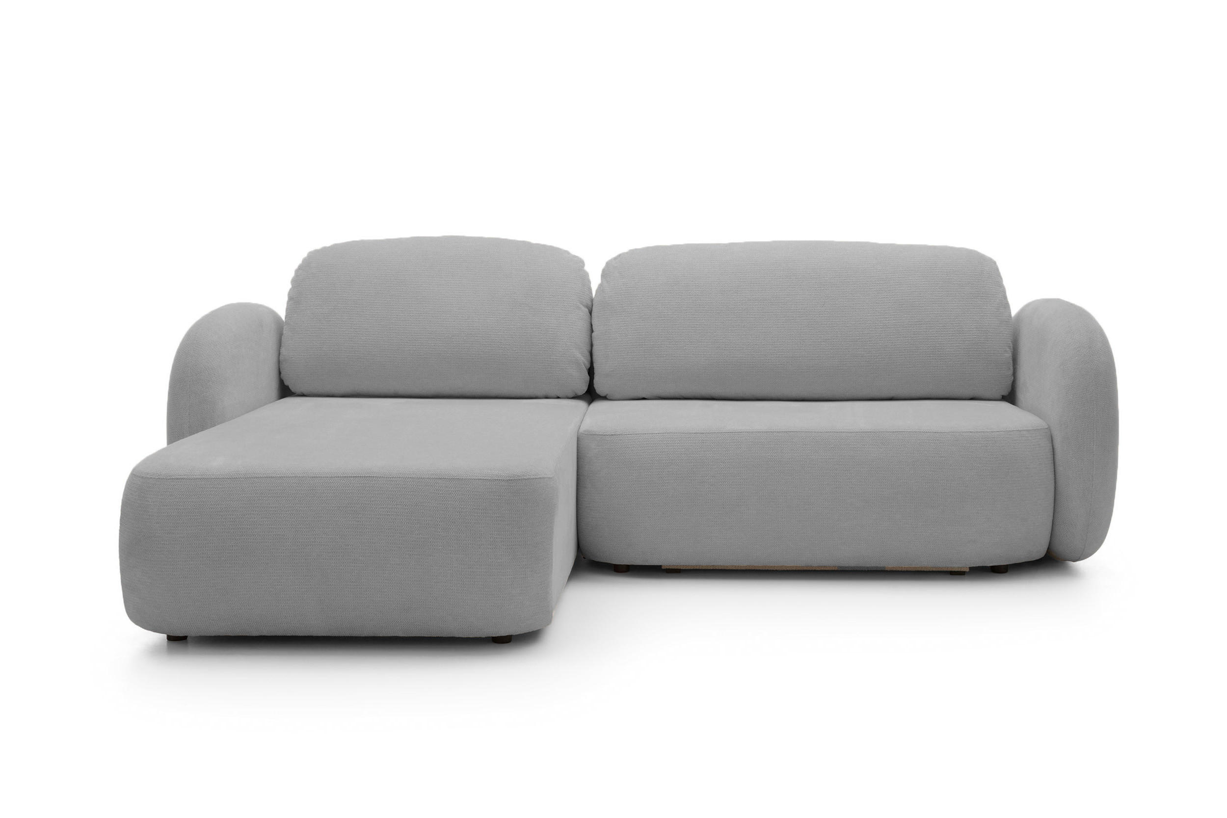 ECKSOFA OLIO L-Form Schlaffunktion mit Bettkasten, lose Rückenkissen, freistehend, LINKS 174x248 cm Silver-coloured - Grau, Holz/Textil (174/248cm) - DomoHome