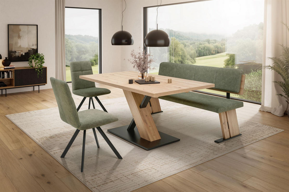 ESSGRUPPE Modern Dolorita 1 für 5 Personen Dekor Artisan Eiche/Grün - Eiche Artisan/Grün, Kunststoff (140/87/60cm) - 58aufmkessel
