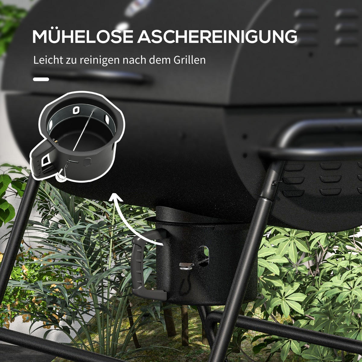 HOLZKOHLEGRILL aus Metall - Schwarz, Metall (71.5/102/95cm) - Outsunny