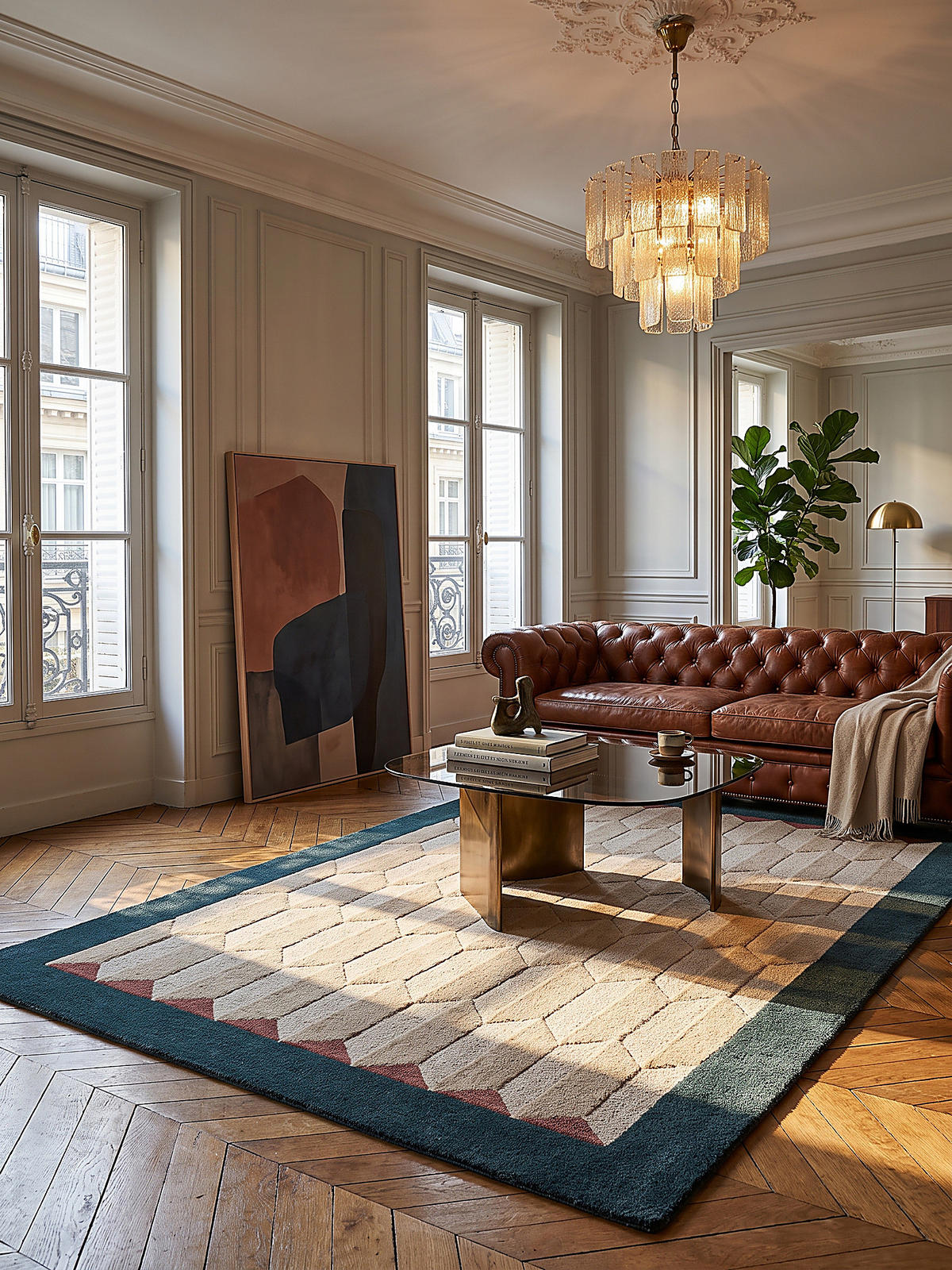 WOLLTEPPICH handgetuftet DARENT, Wabenmuster, Petrol, 200 x 290 cm - Türkis, Textil (200/290cm) - KADIMA DESIGN