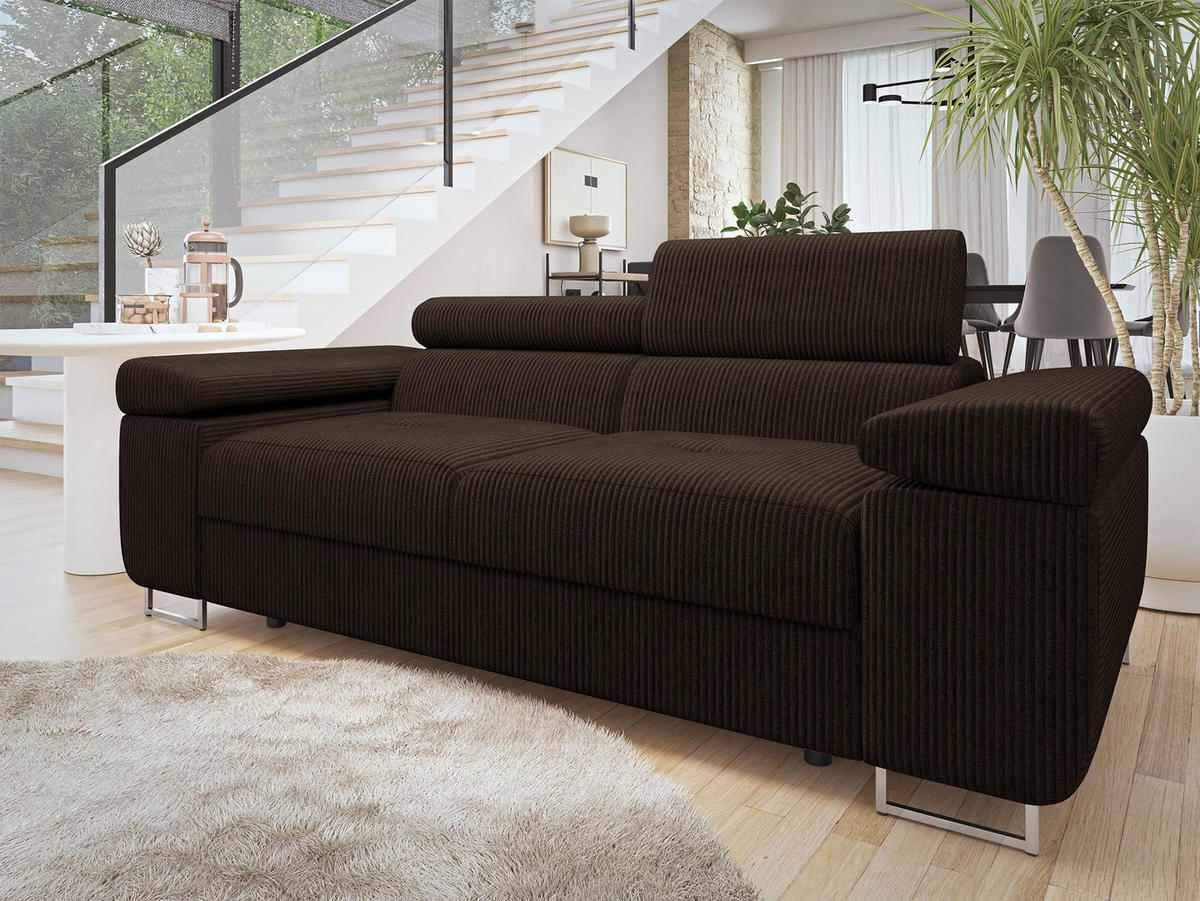 SOFA Torezio 2 Cord - Nussbaumfarben, Holz/Textil (198/90/102cm) - MIRJAN24