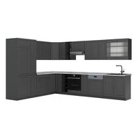 KUHINJA U OBLIKU SLOVA L Fame-Line, Seoska Antracit-Zlatna/Antracit, 347 x 257 cm, RP Mramor - antracit, drvni materijal (347/206.8/60cm) - Vicco