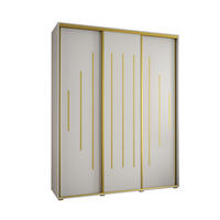 SCHWEBETÜRENSCHRANK 235,2/200/60 3-türig - Goldfarben/Weiß, Holz/Metall (200/235/60cm) - Abiks Möbel