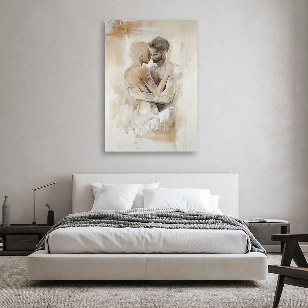 WANDBILD romantisches paar akt liebe beige - Beige, Textil (70/100cm) - Feeby