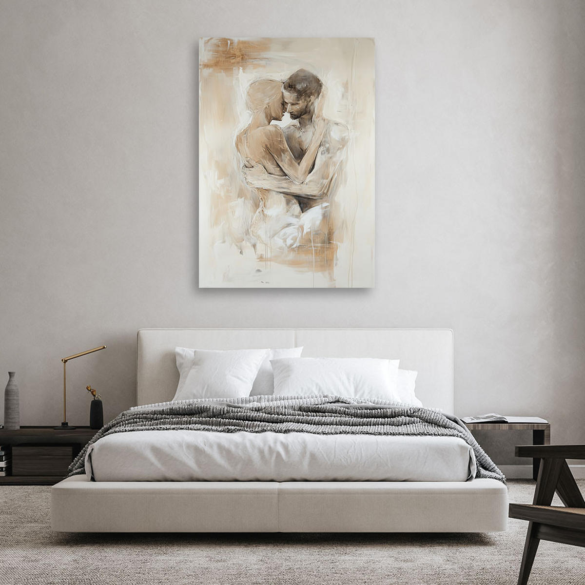 WANDBILD romantisches paar akt liebe beige - Beige, Textil (70/100cm) - Feeby
