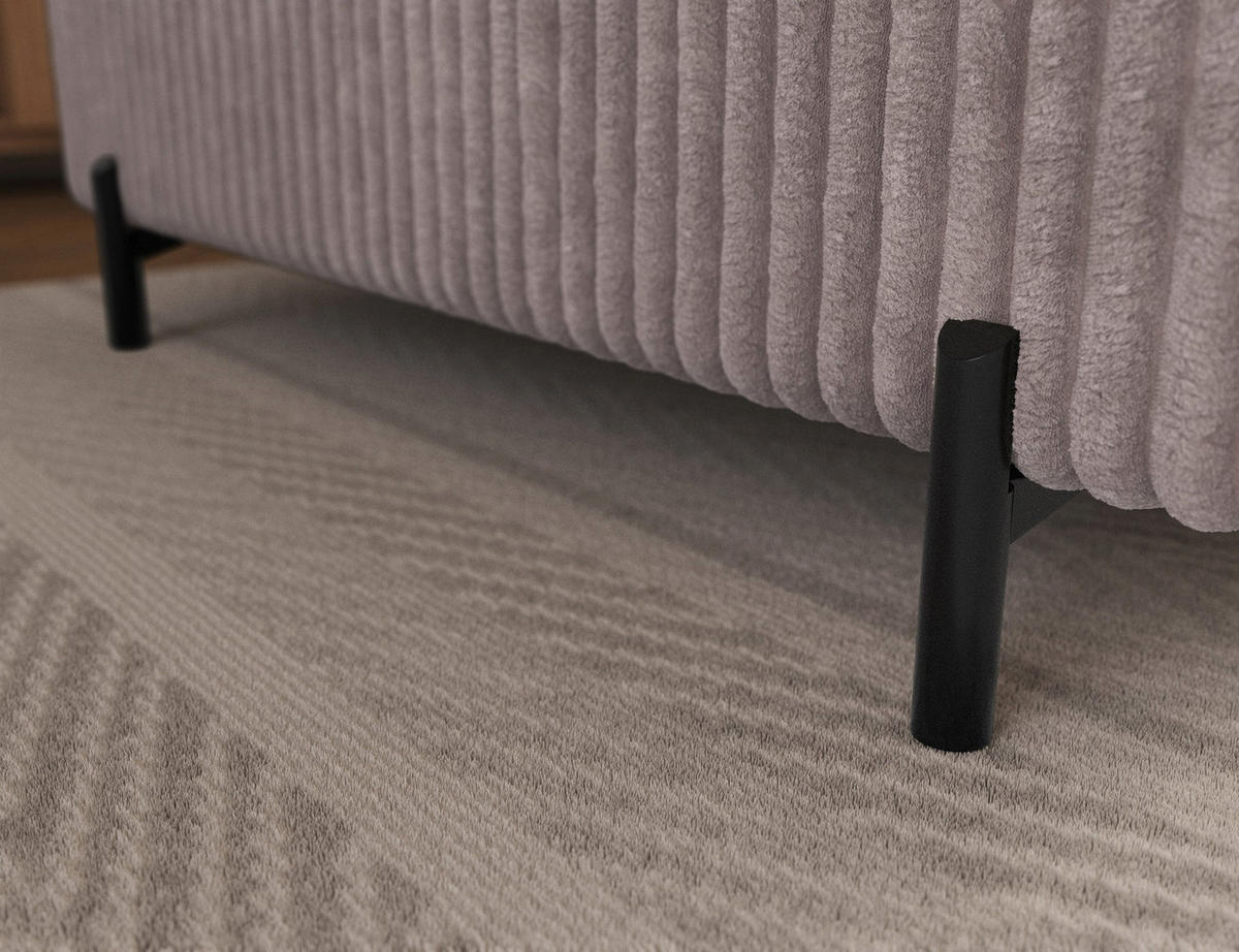 ECKSOFA COLESIO L-Form, Schlaffunktion, Bettkasten, verstellbare Kopfstützen, Wellenfederung, Metallfüße, breiter Cordstoff - Schwarz/Grau, Kunststoff/Metall (204/269cm) - Wohnideebilder