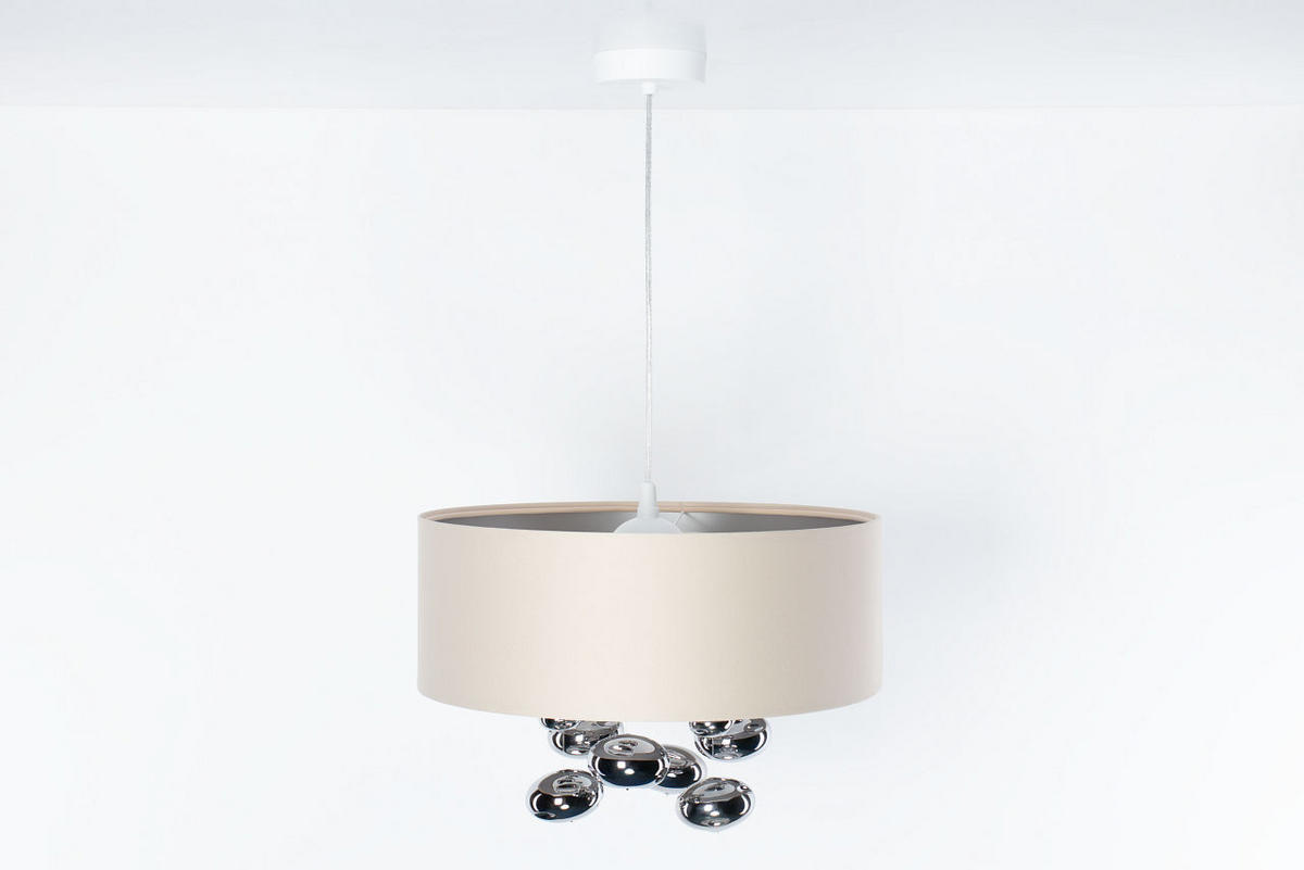 HÄNGELEUCHTE Silber 40/96 cm - Beige/Silberfarben, Kunststoff (40/1/96cm) - ONZENO