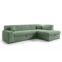 ECKSOFA L Form Minosa Salbeigrün 260/175/71 cm Rechts mit Schlaffunktion - Salbeigrün/Schwarz, Kunststoff/Textil (175/260cm) - AX Living