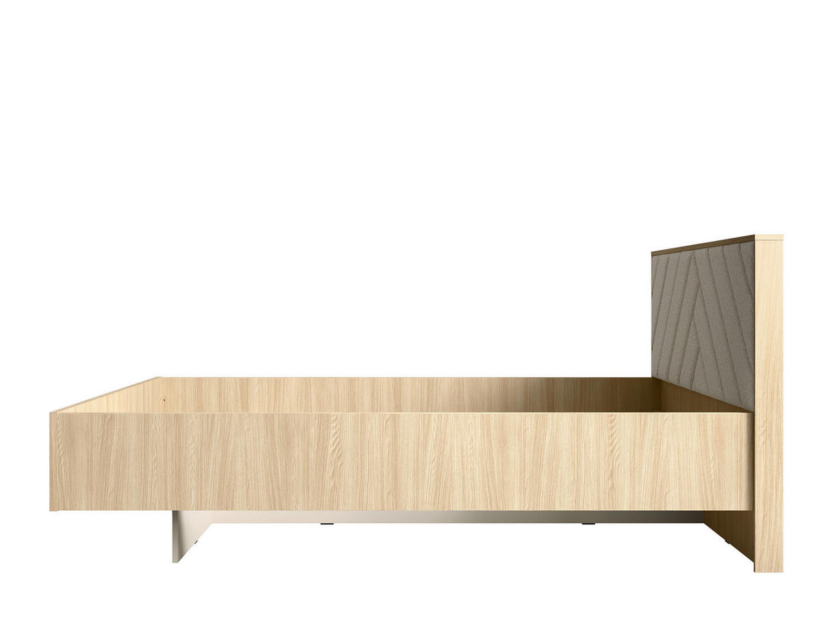 BETT VARENO – 160×200 cm mit Lattenrost,ohne Bettkasten Barista Eiche / Wüstensand - Eichefarben, Holzwerkstoff (160/200cm) - Milaros Markt
