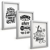 BILDER SET 3er Set - 20x30 cm Silberner Rahmen - Familie, Liebe, Zuhause, Wärme - Silberfarben, Kunststoff (20/30cm) - TULUP