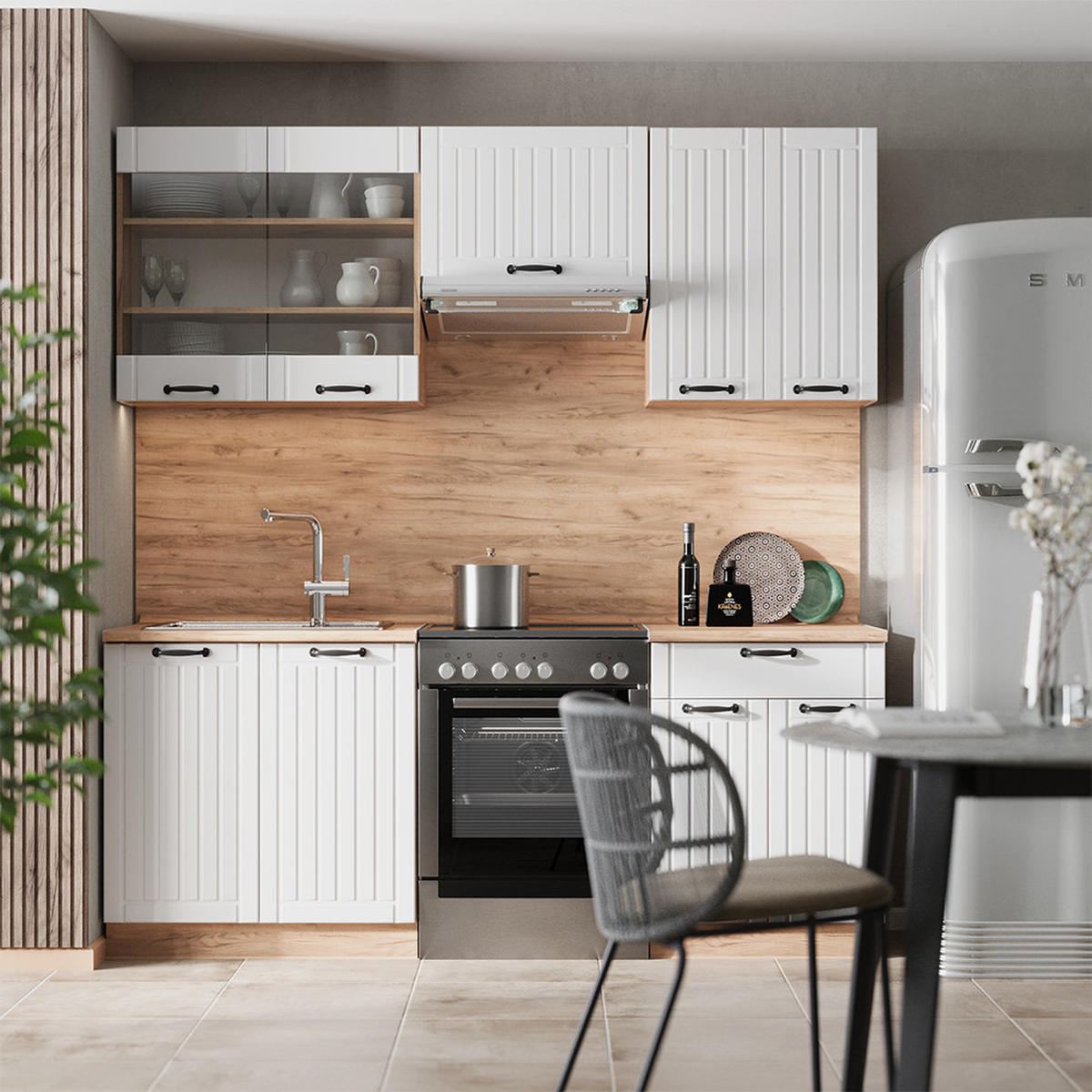 KUCHYŇSKÝ KOUT Fame-Line Bílý venkovský dům - bílá/medově dubová, kompozitní dřevo (200/81.6/60cm) - Vicco