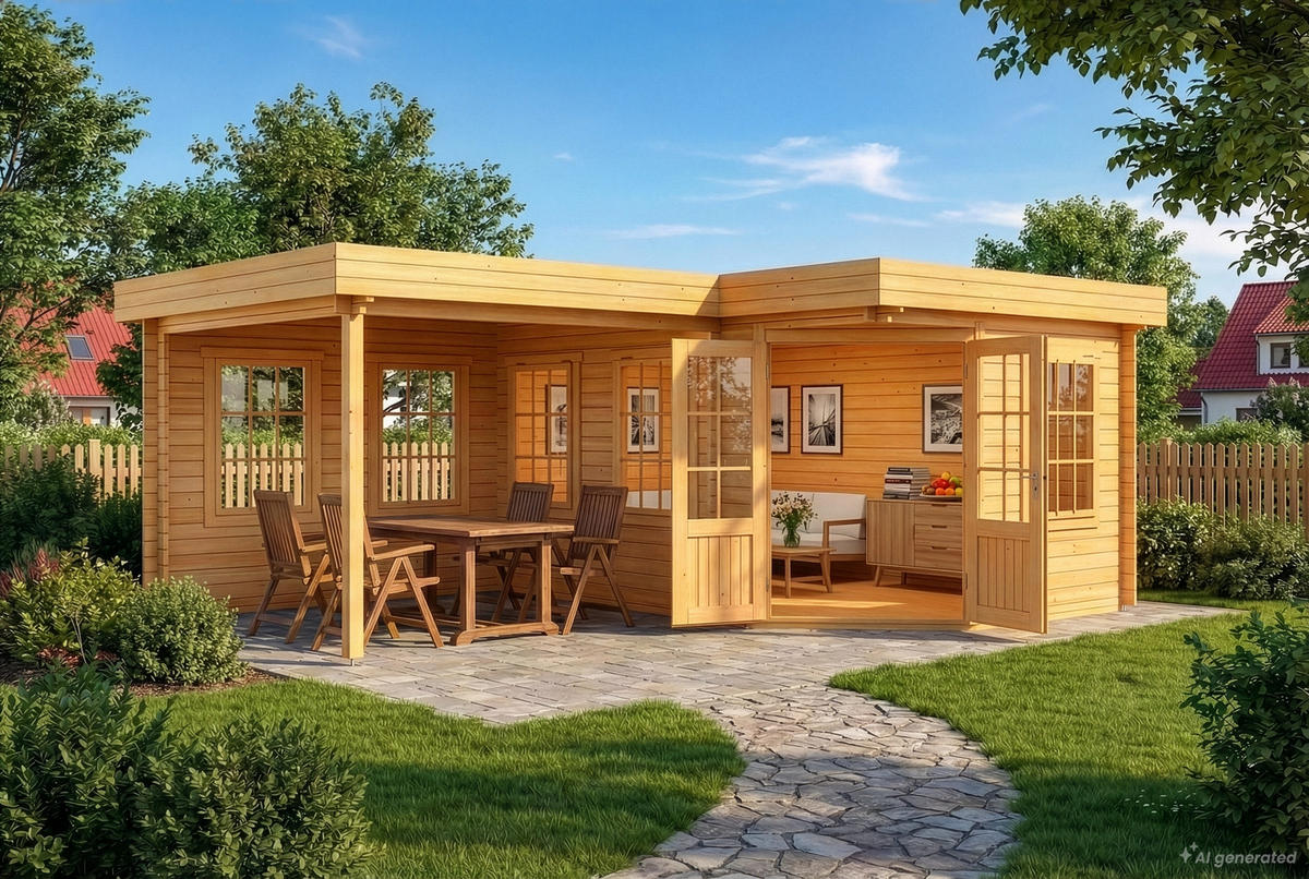 GARTENHAUS Holz Pepe - Pinienfarben, Holz (618/228/462cm) - Alpholz