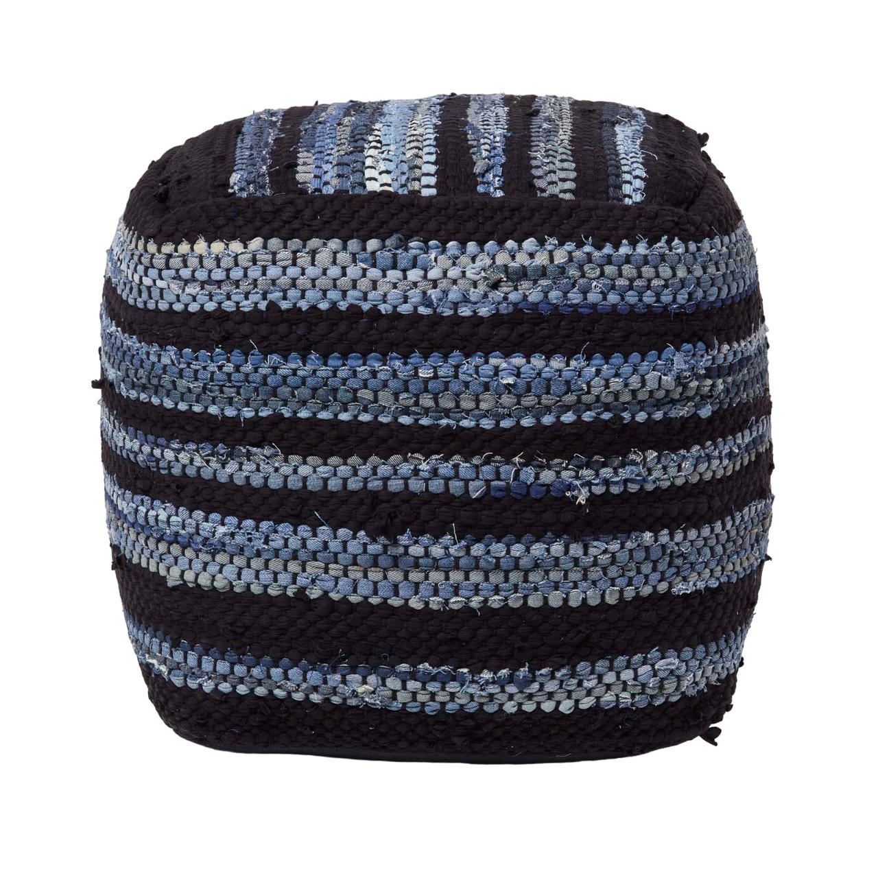 SITZWÜRFEL Texas blau gestreift, 40/40/40 cm - Blau, Textil (40/40/40cm) - Homescapes
