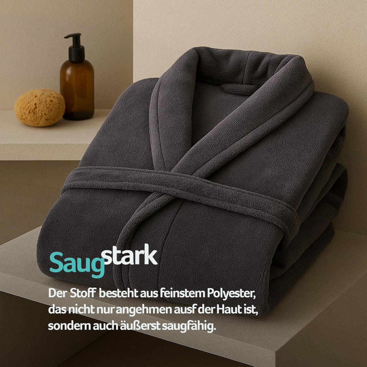 BADEMANTEL Übergrößen ( 4XL -6XL ) Grau 4XL - Grau, Textil (4XLnull) - Bestlivings