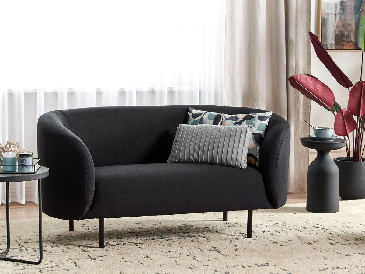 2-SITZER-SOFA Stoff schwarz Loen - Schwarz, Textil (155/79/70cm) - Beliani