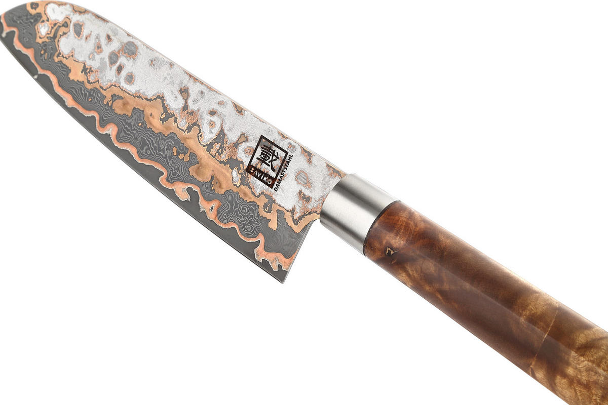 SANTOKU-MESSER MysticMagma Damast - Braun, Holz/Metall (31cm) - Zayiko