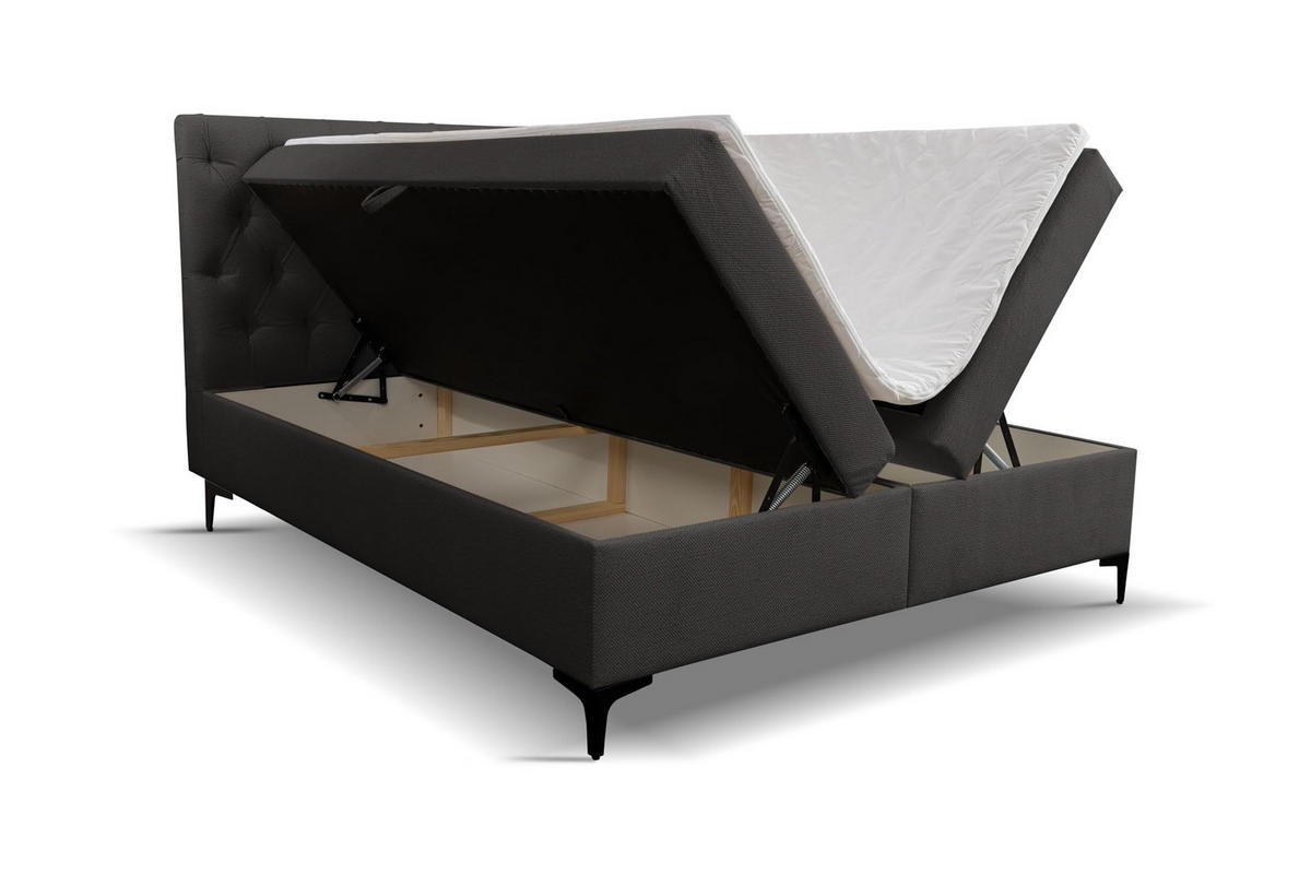 BOXBETT CLIPSO mit zwei Bettkästen H2/H3 Matratze 140 x 200 cm - Dunkelgrau, Holzwerkstoff (140/200cm) - VENASI MÖBEL