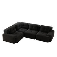 ECKSOFA 295/206/69 cm schwarz aus Cord mit modularem Design und ohne Aufbau - Schwarz, Textil (206/295cm) - OKWISH