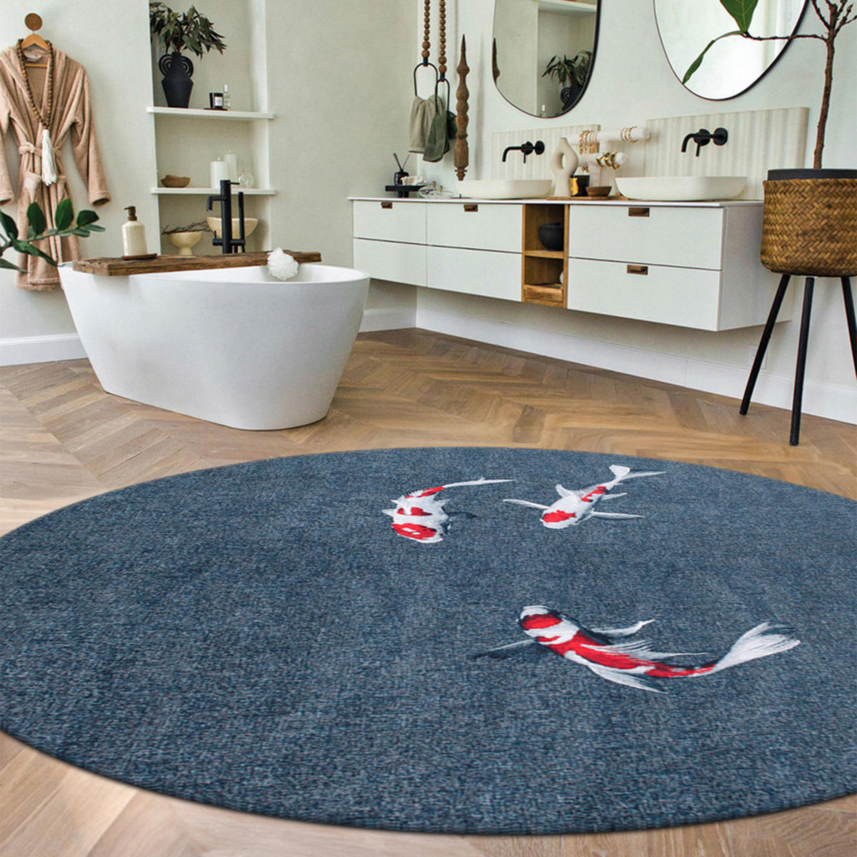 TEPPICH Japanese Pond Pop 240/240 cm - Blau, Textil (240/240cm) - Louis De Poortere