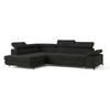 ECKSOFA FAVIEN L-S Schwarz Velours-Stoff mit Schlaffunktion - Schwarz, Holz (257/190cm) - MASSENO