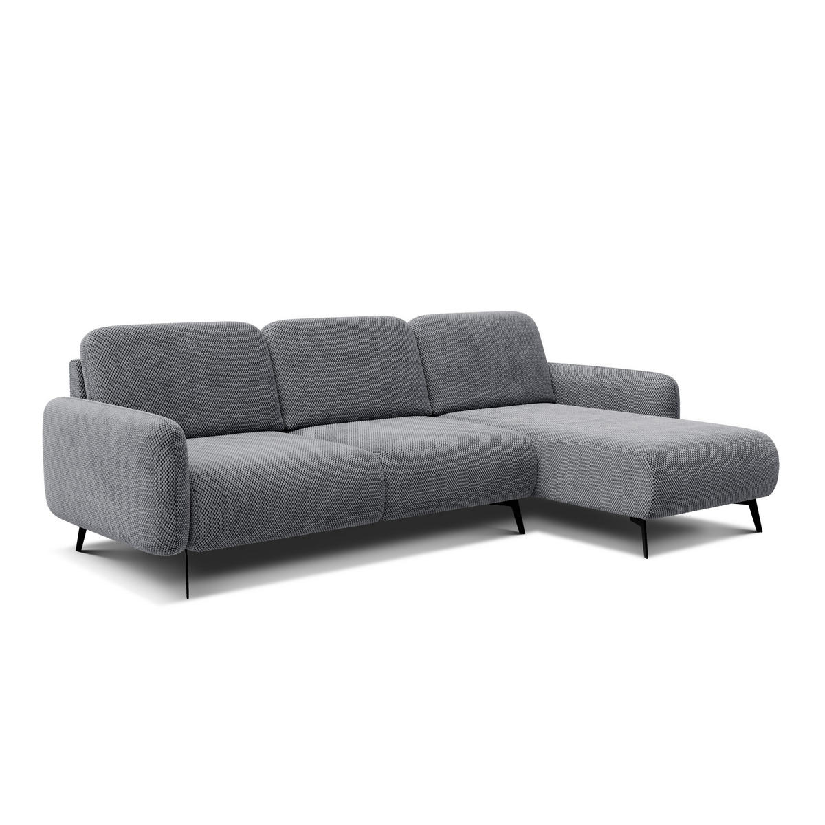 ECKSOFA FEBE 4-Sitzer rechts, grau - Schwarz/Grau, Holz/Textil (264/157cm) - Courtois Laville