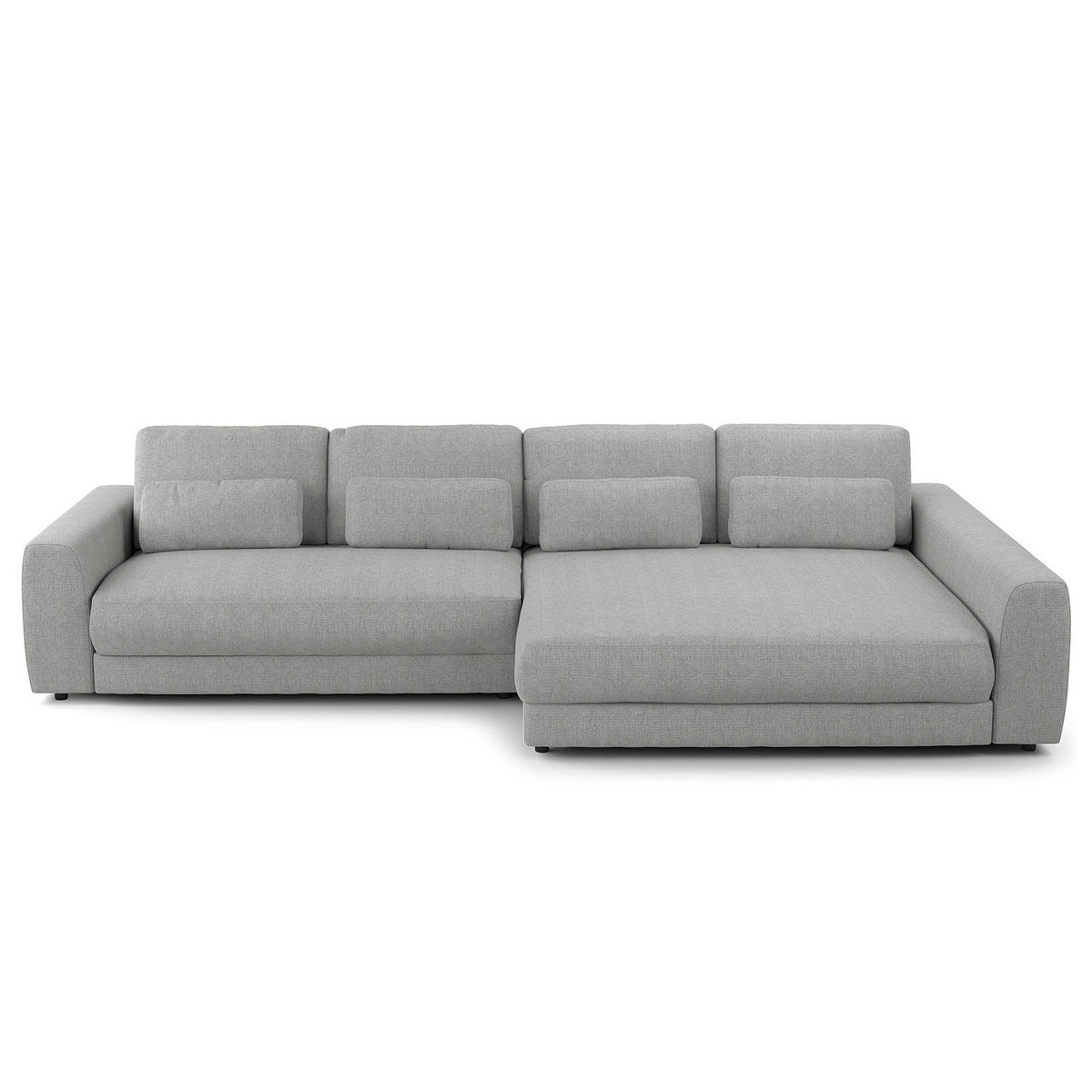 ECKSOFA mit XXL-Longchair - Hellgrau/Schwarz, Kunststoff/Textil (323/182cm) - home24