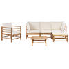 LOUNGE SET 5-Sitzer Bambusholz hellbraun 4-teilig Auflagen cremeweiß Cerreto - Creme, Holz - Beliani