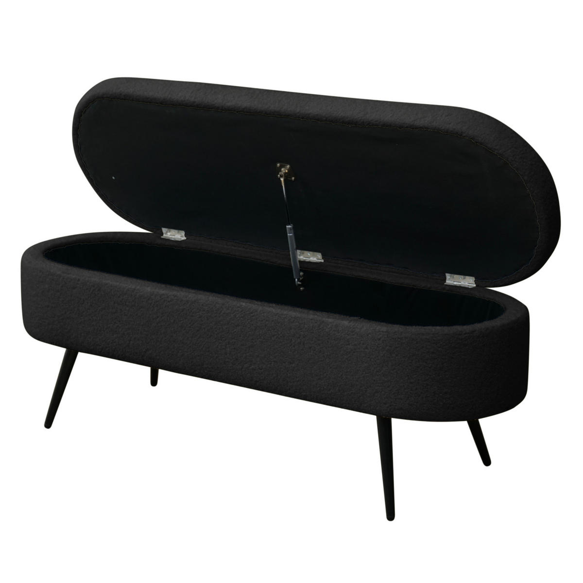 SITZBANK IVY mit Teddystoff - Schwarz, Textil (118/45/40cm) - SVITA