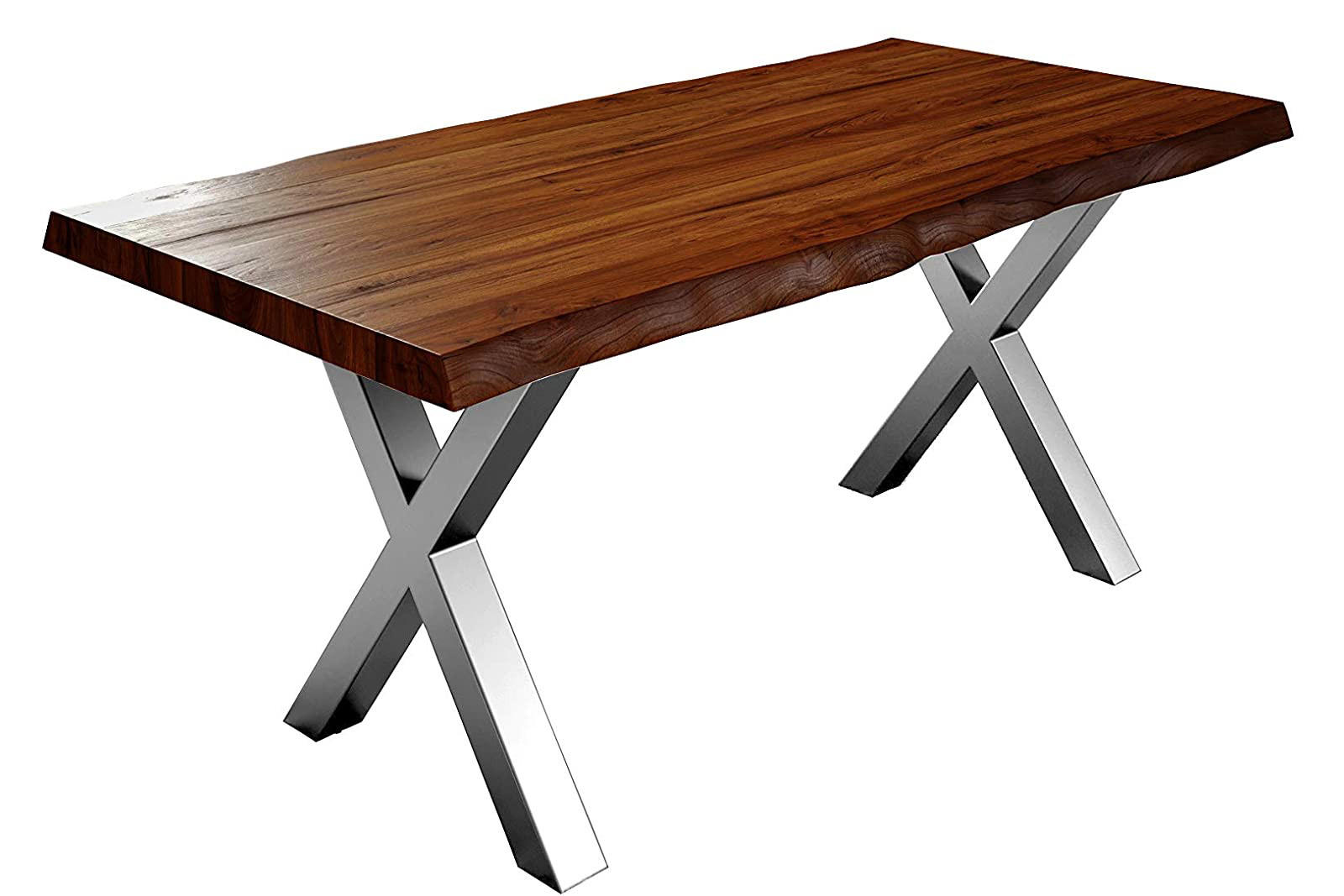 ESSTISCH XEREZ - Silberfarben/Braun, Holz/Metall (100/200/79cm) - SAM