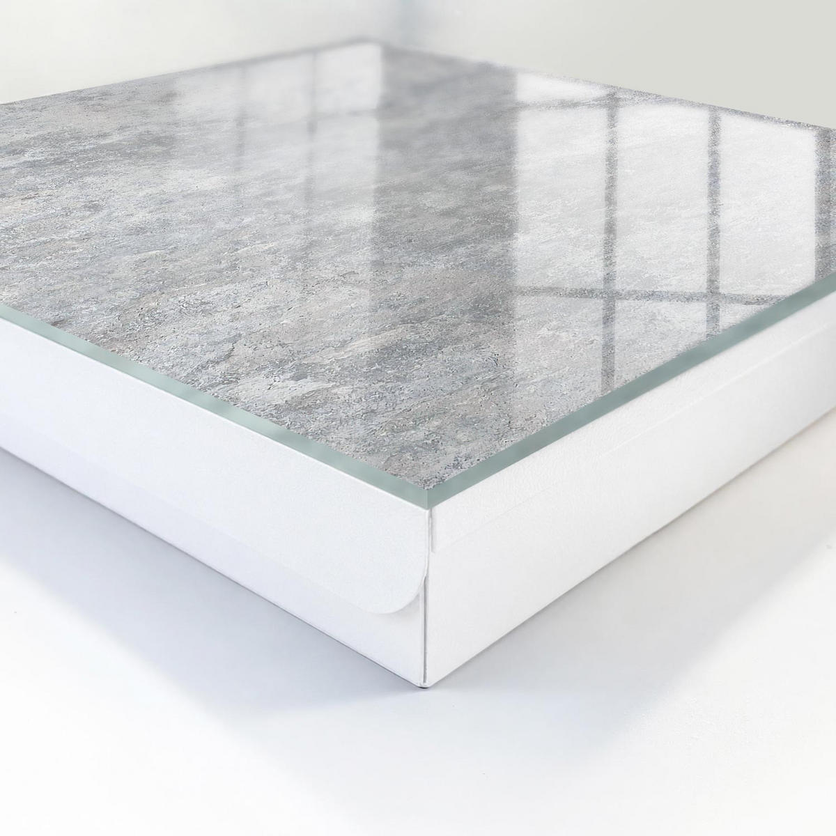 SCHLÜSSELBOX Weiß 30x30 cm – Türöffnung nach rechts - Betonmuster - Grau, Metall (30/30/5cm) - TULUP