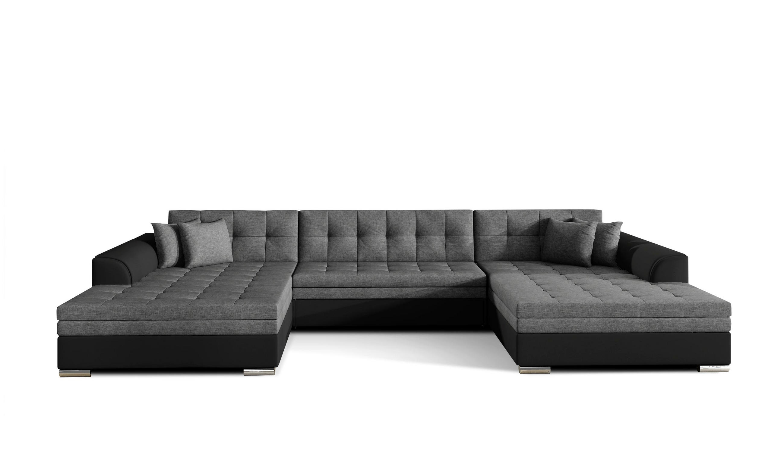 WOHNLANDSCHAFT VENTO U-Form – Großzügiges Ecksofa mit Schlaffunktion & Kissen 359 cm - Schwarz, Kunststoff (359/78/165cm) - Wohnideebilder