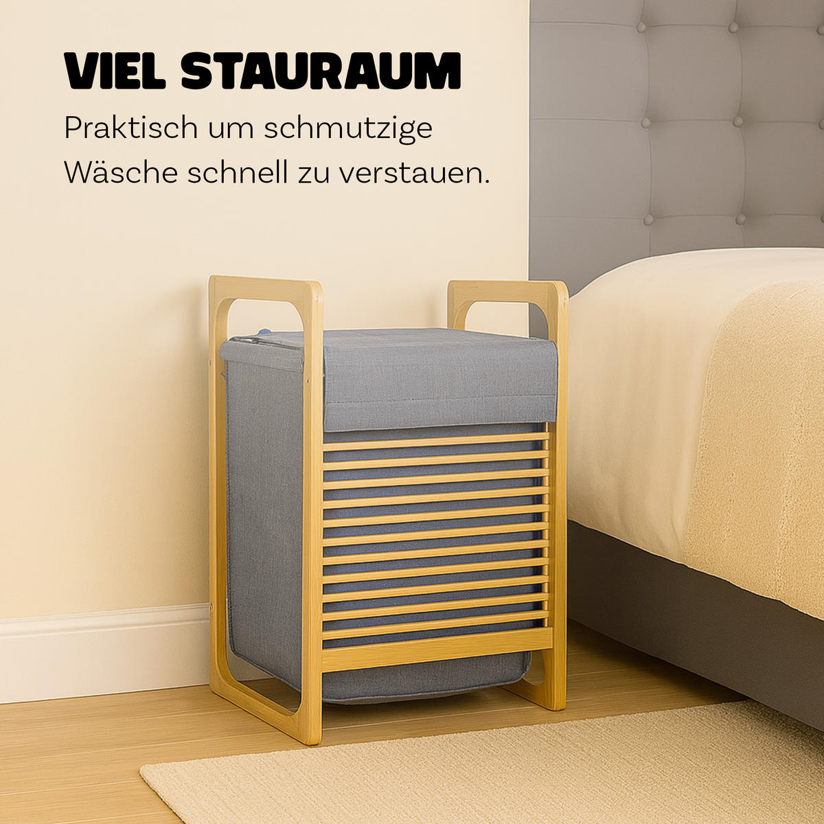 WÄSCHEKORB Bambus 40x35x60 cm - Grau, Naturmaterialien (40/60/35cm) - Bestlivings