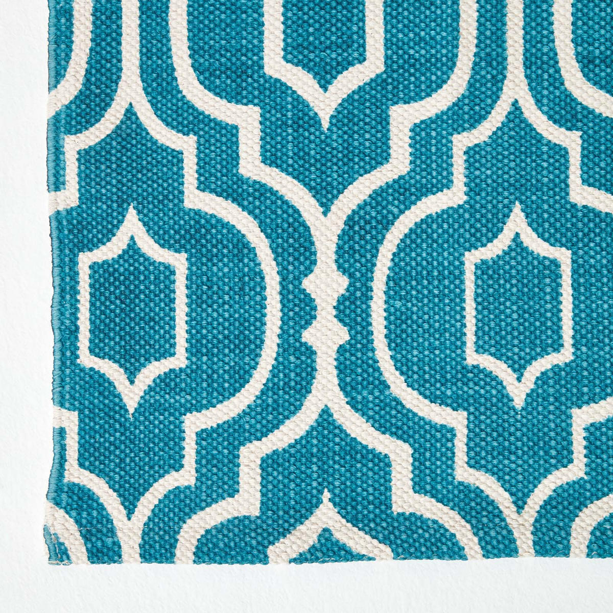 BAUMWOLLTEPPICH-LÄUFER Riga geometrisch 66/200 cm - Blau, Textil (66/200cm) - Homescapes