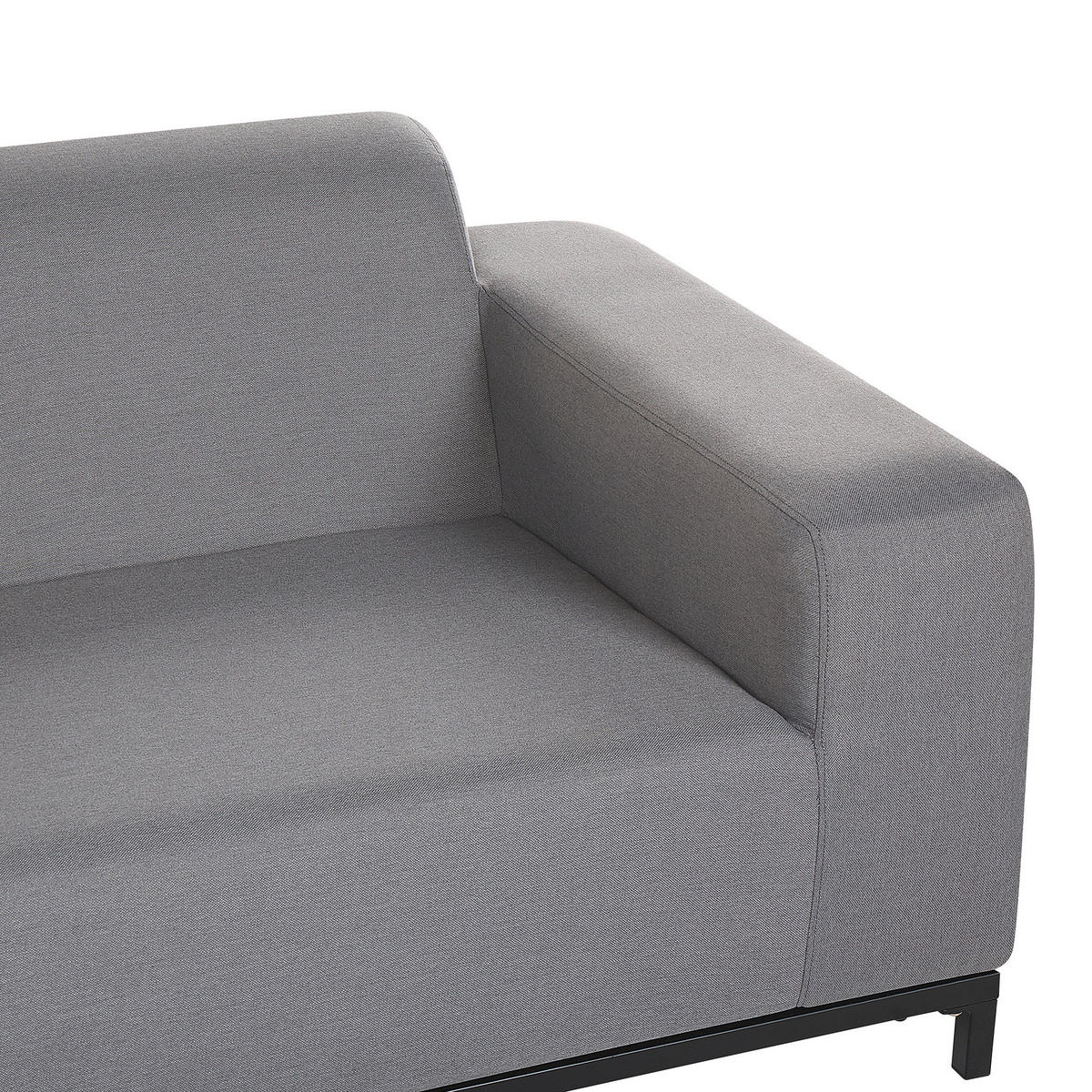 GARTENSOFA 3-Sitzer grau/schwarzes Gestell Rovigo - Schwarz/Grau, Textil (186/68/84cm) - Beliani