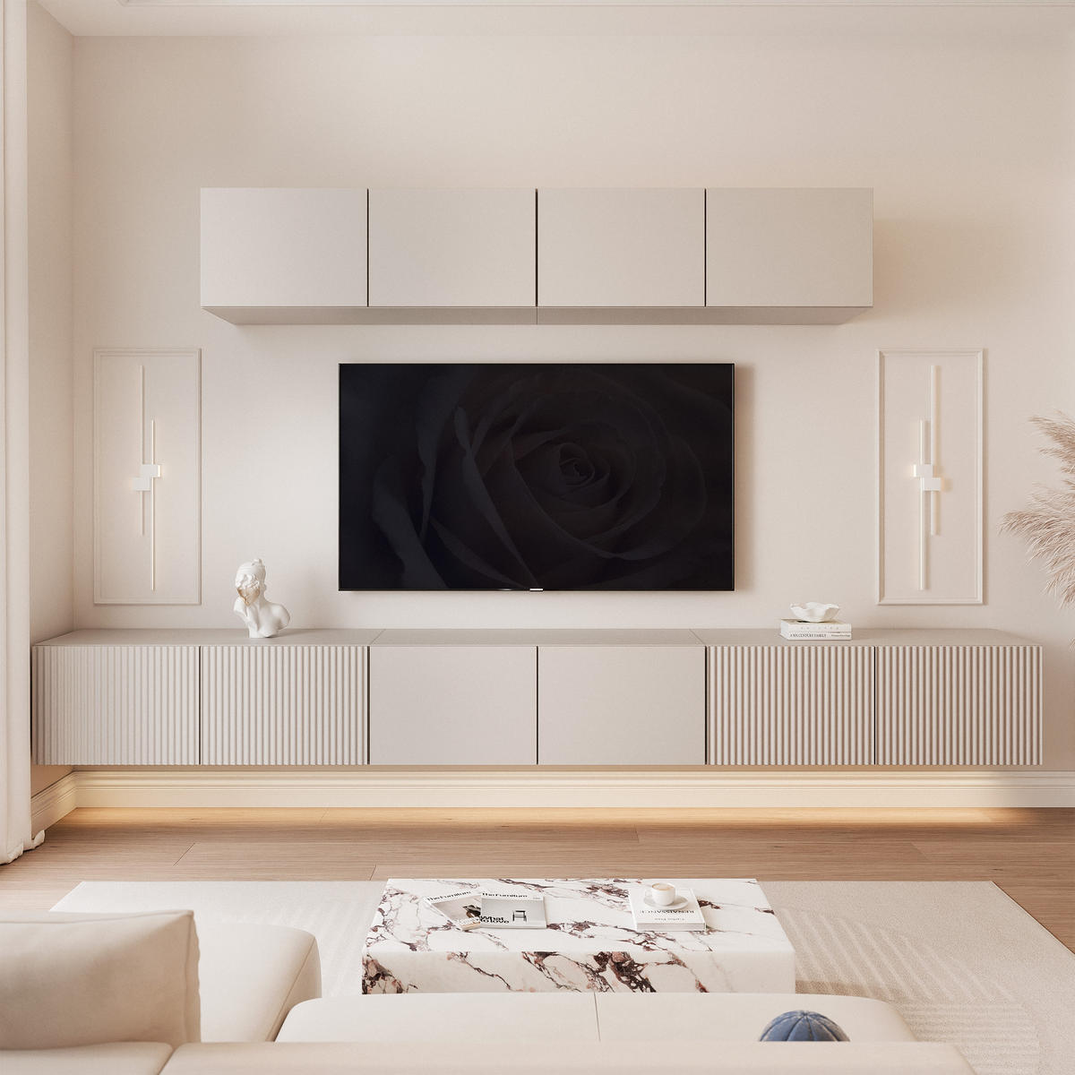 TV-LOWBOARD ANGEL VII mit LED-Beleuchtung, 300 cm Kaschmir - Kaschmir, Holzwerkstoff (300/72/40cm) - Idohome