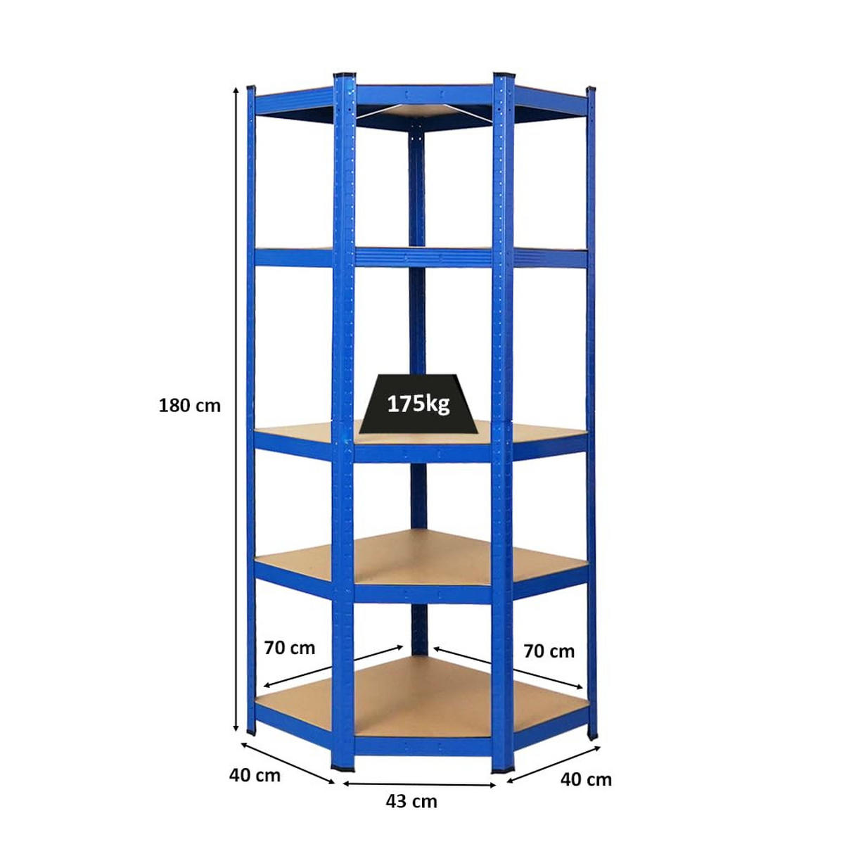 ECKREGAL Ragnar 180x70x40 cm Fachlast 175 kg Blau - Blau, Metall (70/180/40cm) - PROREGAL