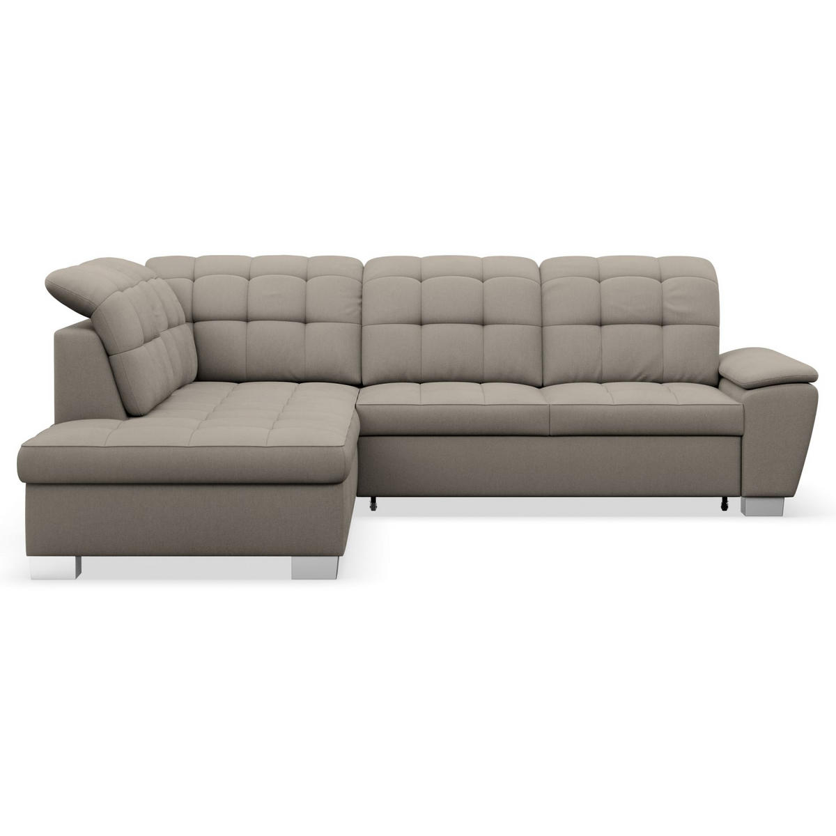 ECKSOFA Jamaal Taupe linksseitig - Taupe/Schwarz, Textil (258/212cm) - Selsey