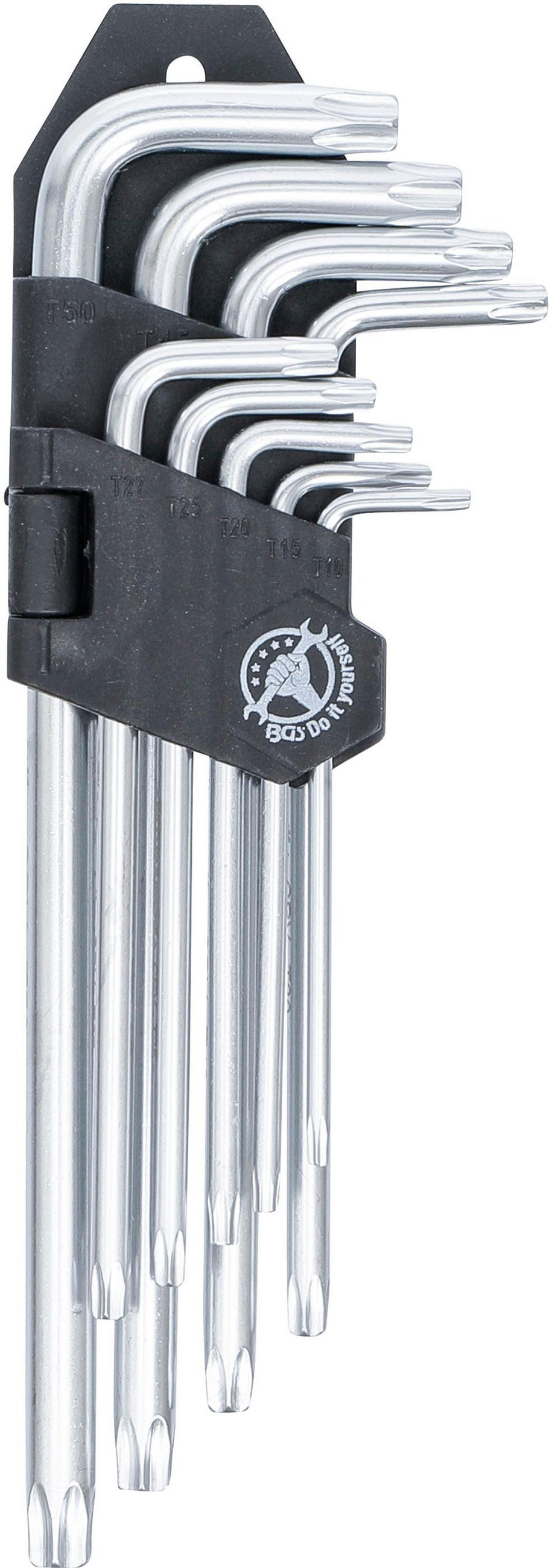 WINKELSCHLÜSSEL-SATZ | LANG | T-PROFIL (FÜR TORX) T10 - T50 | 9-TLG. - Multicolor, Kunststoff/Metall (1/1cm) - BGS technic