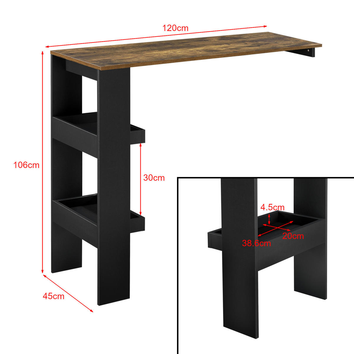 BARTISCH Bromölla - Eichefarben, Holzwerkstoff (45/120/106cm) - [en.casa]