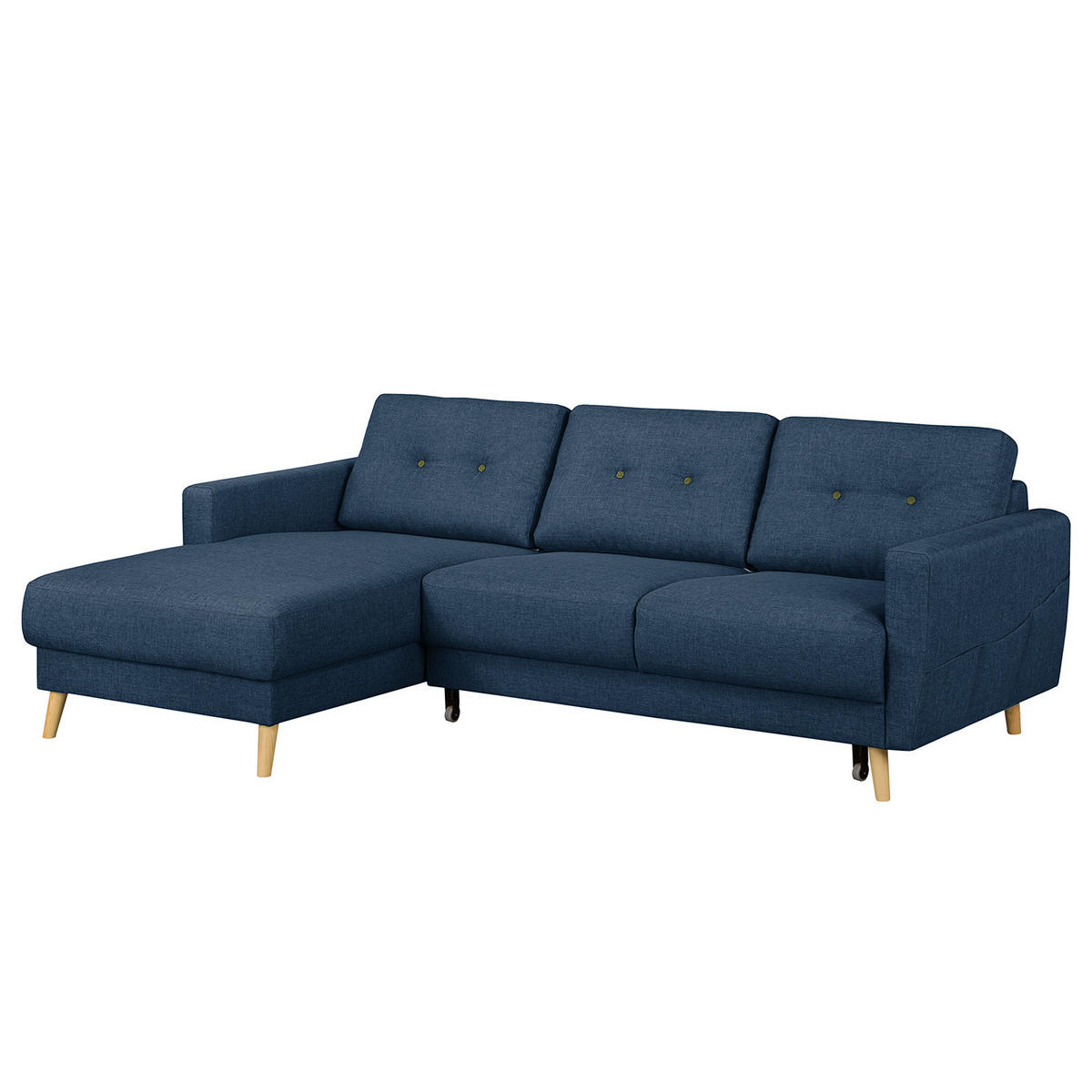 ECKSOFA mit Longchair - Hellbraun/Blau, Textil (233/148cm) - home24