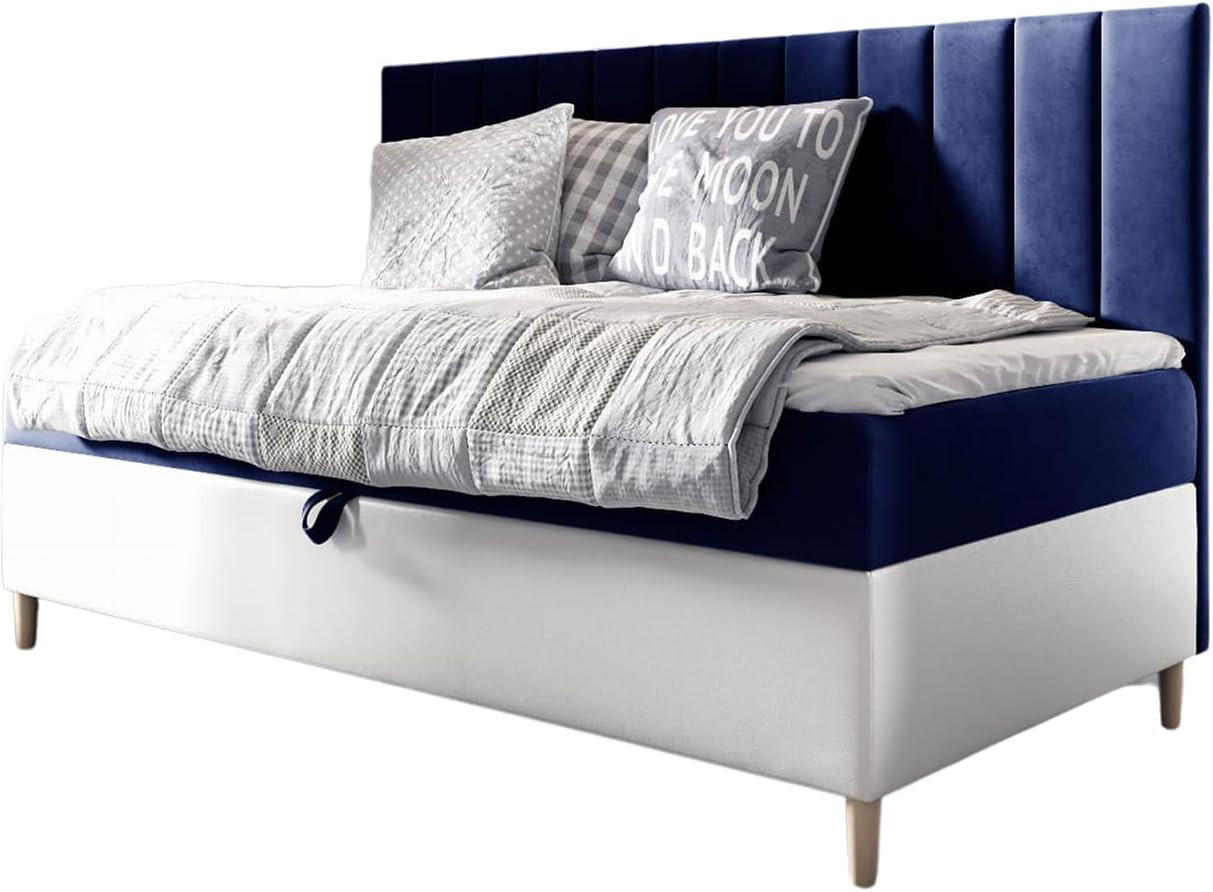 KINDERBETT MAYA 2 - Dunkelblau/Weiß, Holzwerkstoff (92/202cm) - Meblini