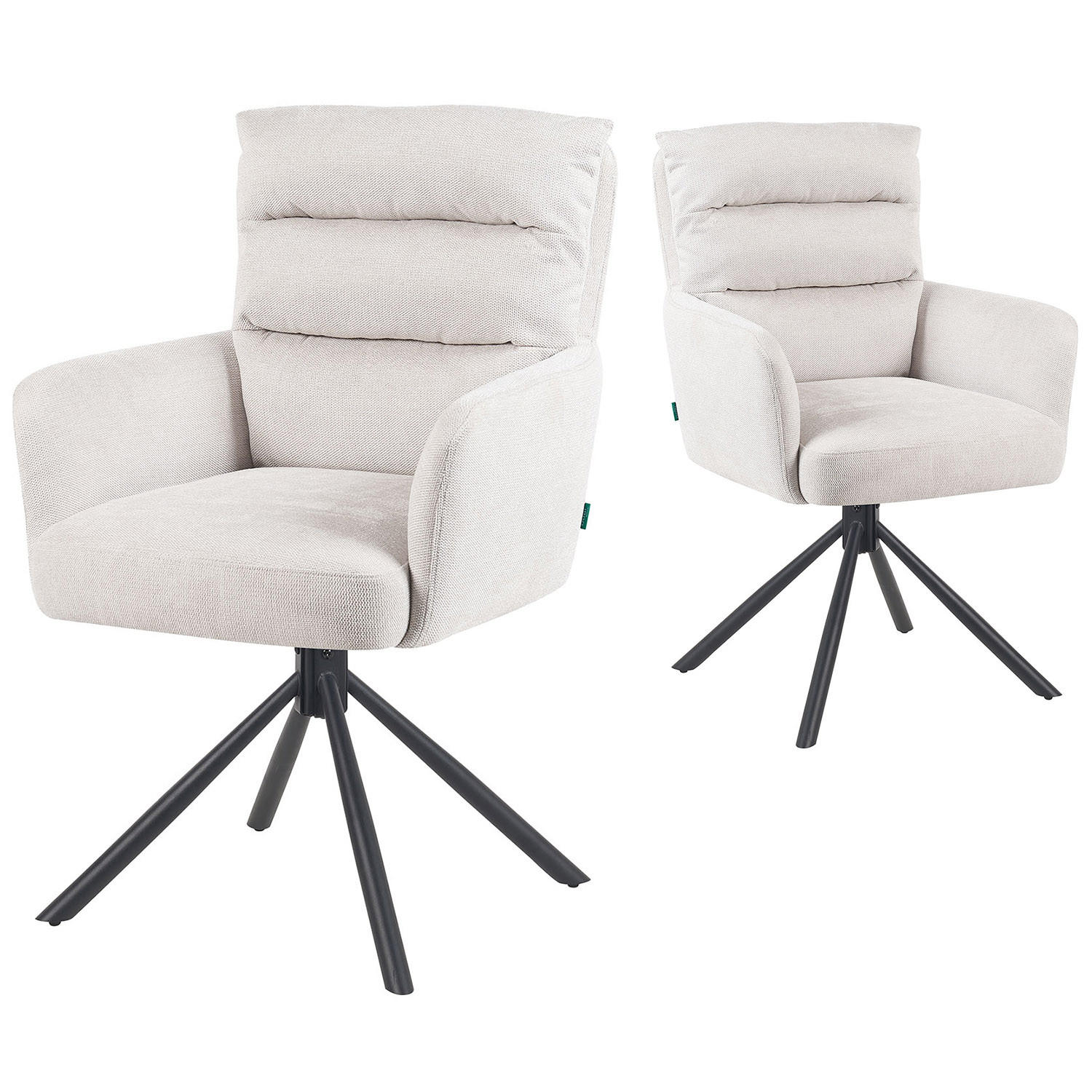 ARMLEHNSTUHL Mika-Jana 2er-Set - Creme/Schwarz, Textil/Metall (59/94/66cm) - DUBI Möbel