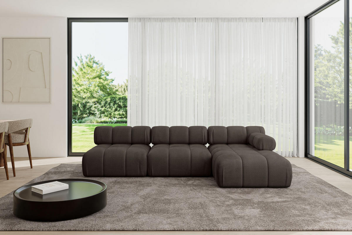 ECKSOFA modulares Sofa Razon-L2 - 285x160x70 cm Braun Velours - Braun, Holzwerkstoff/Textil (285/160cm) - ALTDECOR
