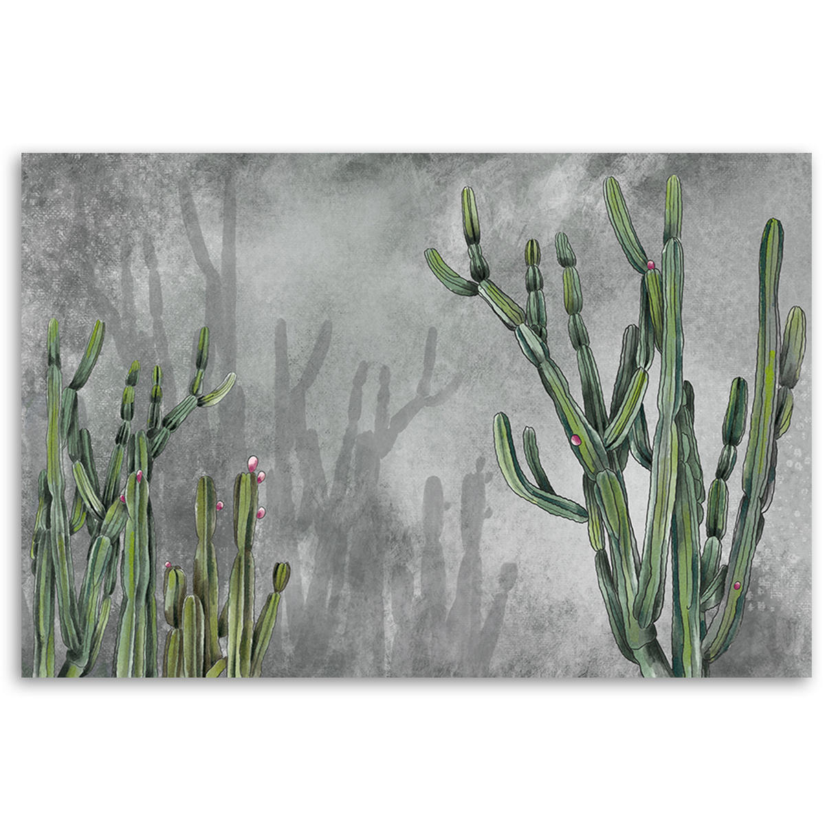 WANDBILD großer wüstenkaktus - Grau, Textil (60/40cm) - Feeby