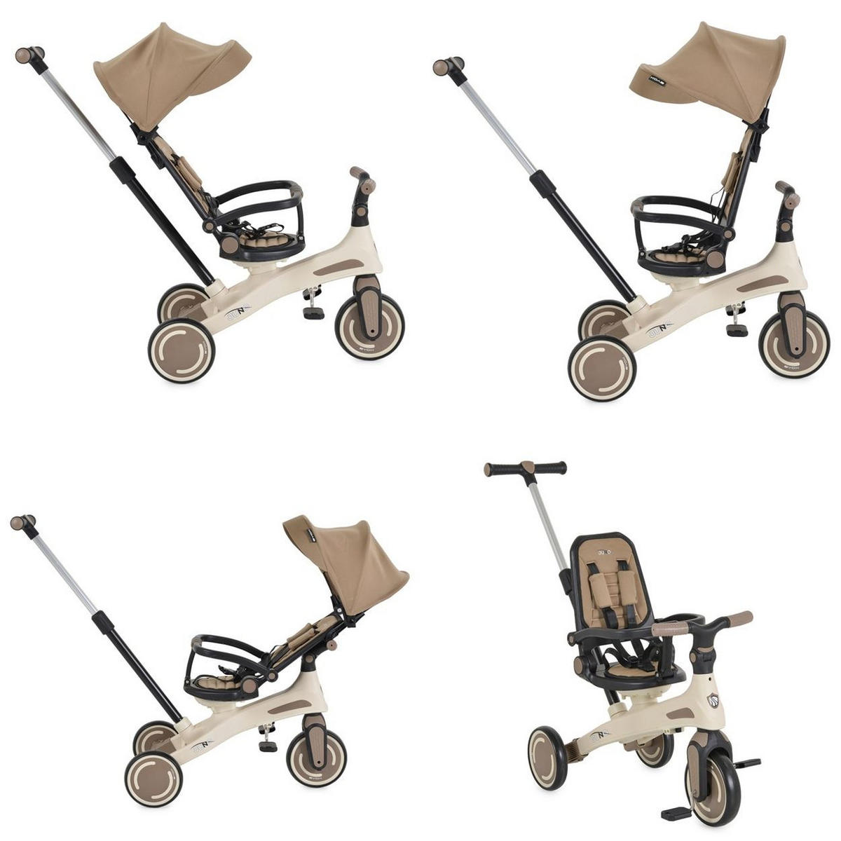 DREIRAD Juno 4 in 1 Laufrad beige Schiebegriff Sitzdrehung Sonnendach - Beige, Metall (72/38/95cm)