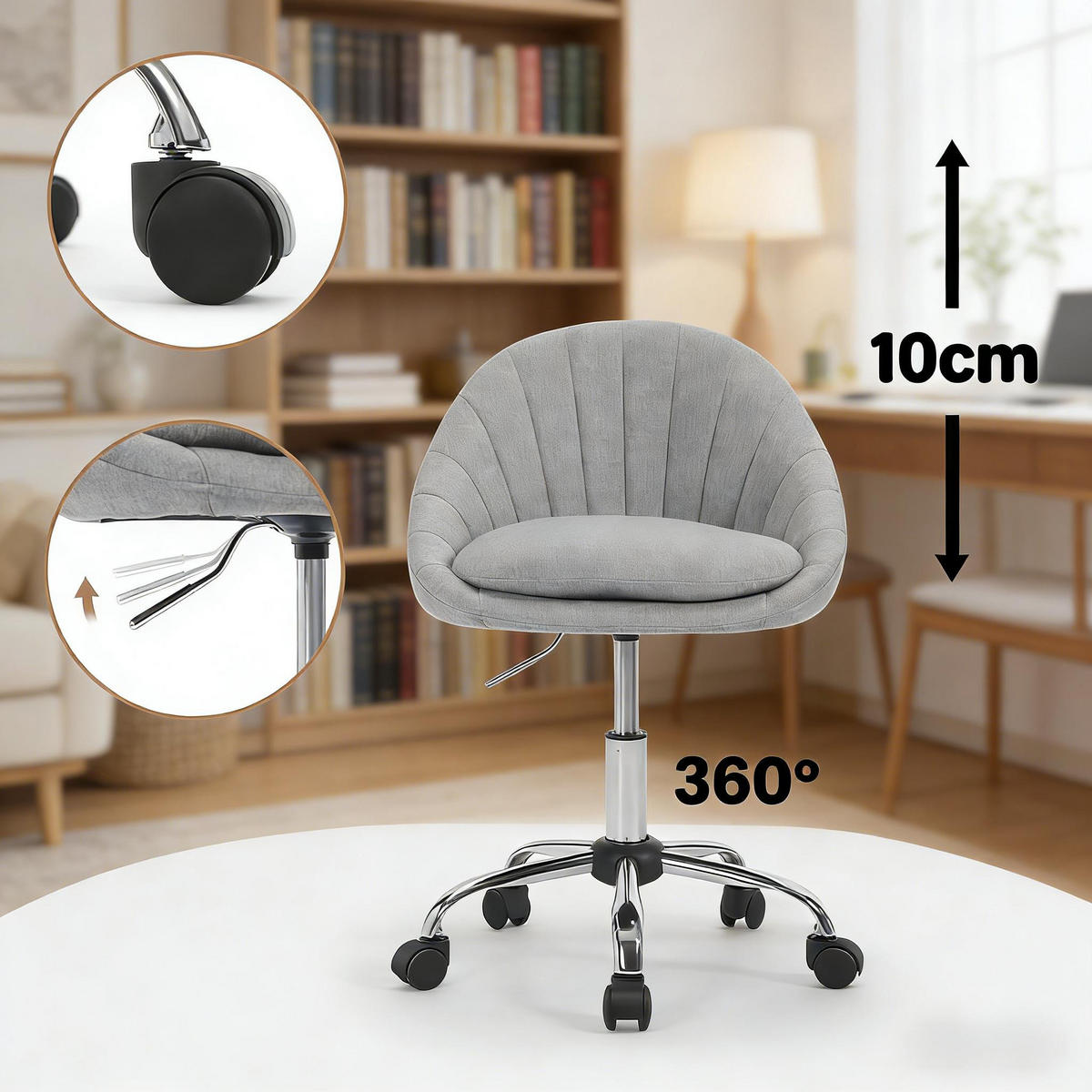 BÜROSTUHL Grau 52/52/82 cm - Grau, Metall (47.5/82/52cm) - PANGIVO