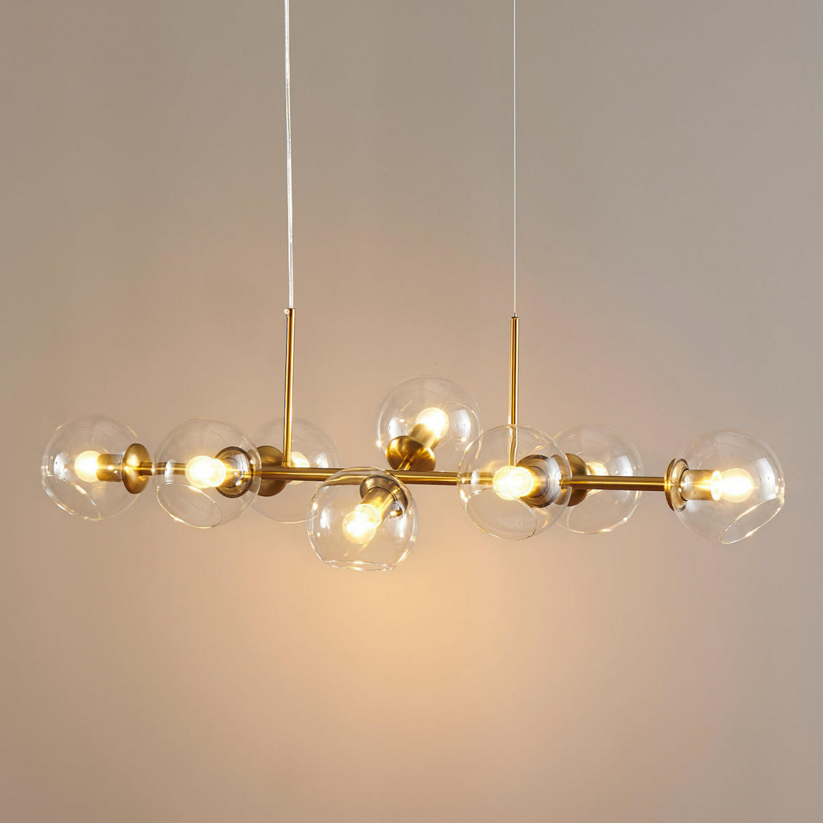 HÄNGELEUCHTE Carlotta, Gold / Messing, 112cm - Goldfarben, Glas (112/35/31cm) - KOSILUM