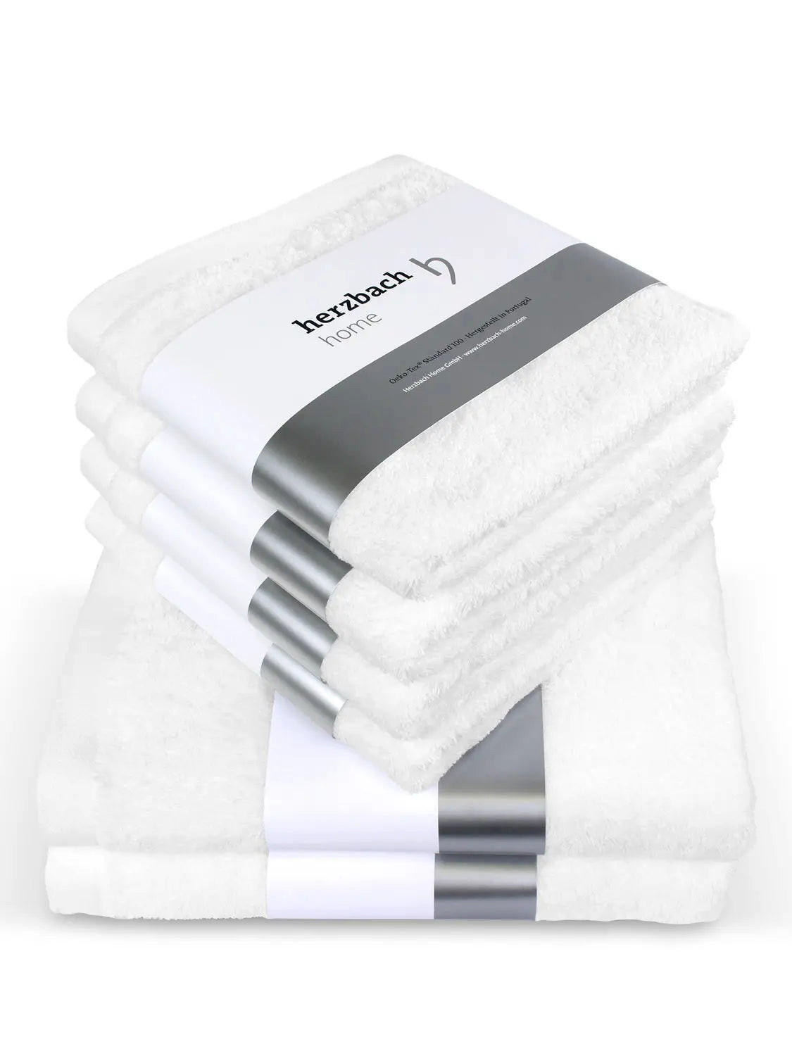 6ER Set Pura Weiß 2x Duschtuch + 4x Handtuch - Weiß, Textil (50/100cm) - Herzbach Home