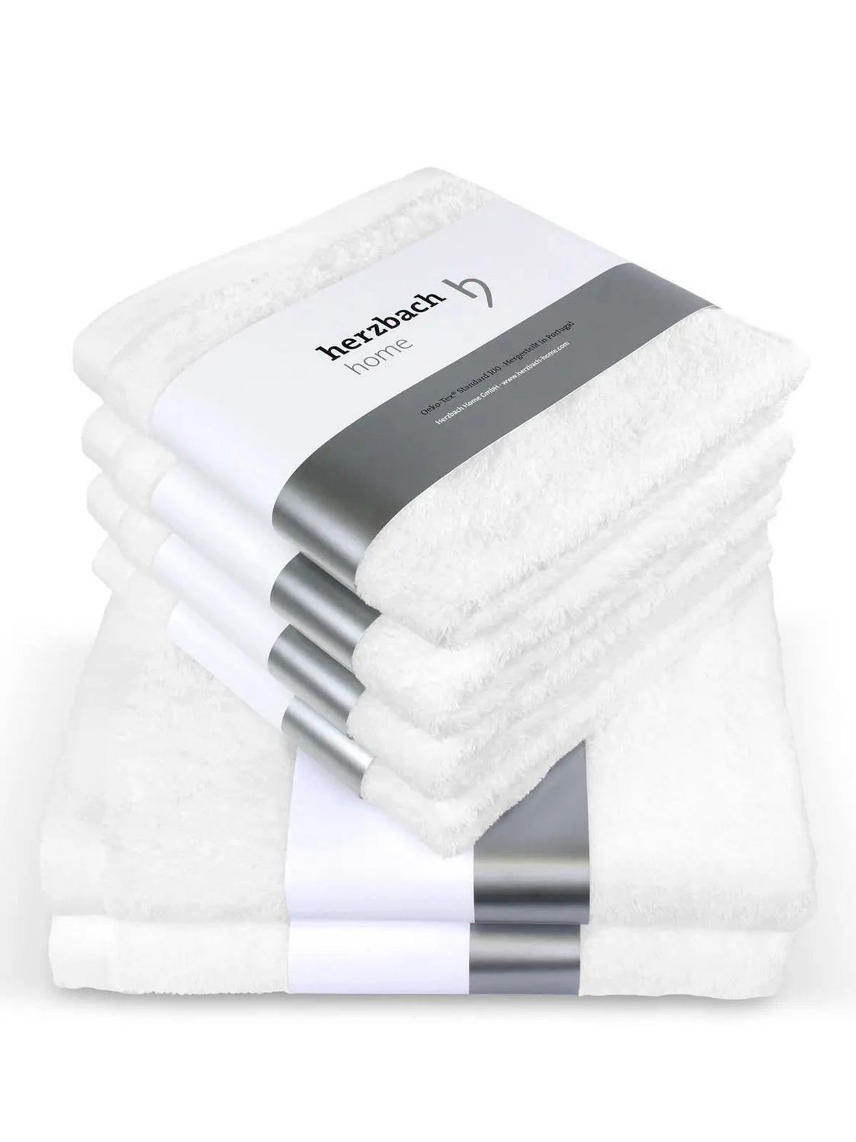 6ER Set Pura Weiß 2x Duschtuch + 4x Handtuch - Weiß, Textil (50/100cm) - Herzbach Home